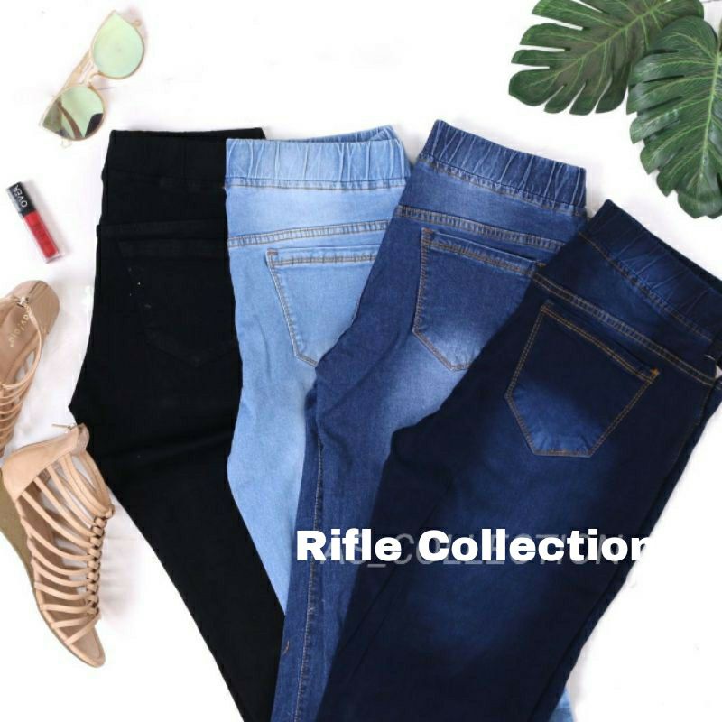 CELANA JEGGING JEANS WANITA PINGGANG KARET