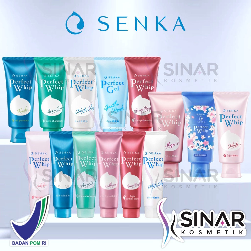 Senka Facial Foam Perfect Whip - White Clay - Fresh Anti Shine - Vibrant White - Sakura - Collagen -