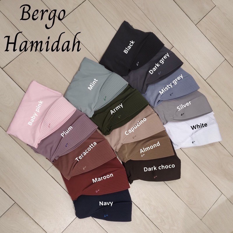 Bergo Hamidah / Bergo Jersey menutup dada / Hijab instan jersey( *FREE POUCH)