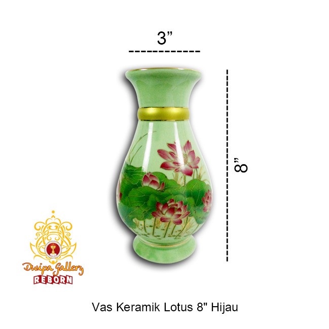 Vas Keramik Lotus 8&quot; Hijau