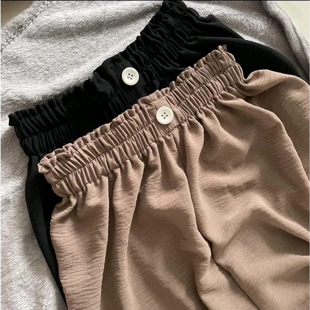 BEFAST - ZEC OOTD Celana Panjang WIYA / Kally Button Pant CRINCLE / Celana Panjang Kekinian Remaja Wanita / Kulot Polos Casual / Fashion Formal Wanita / Celana Panjang Pinggang Karet / Terlaris / Termurah