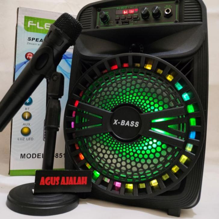 Paling Dicari speaker bluetooth karaoke 8,5 inch mic wireless x bass radio fm 5000watt LED xtra bass