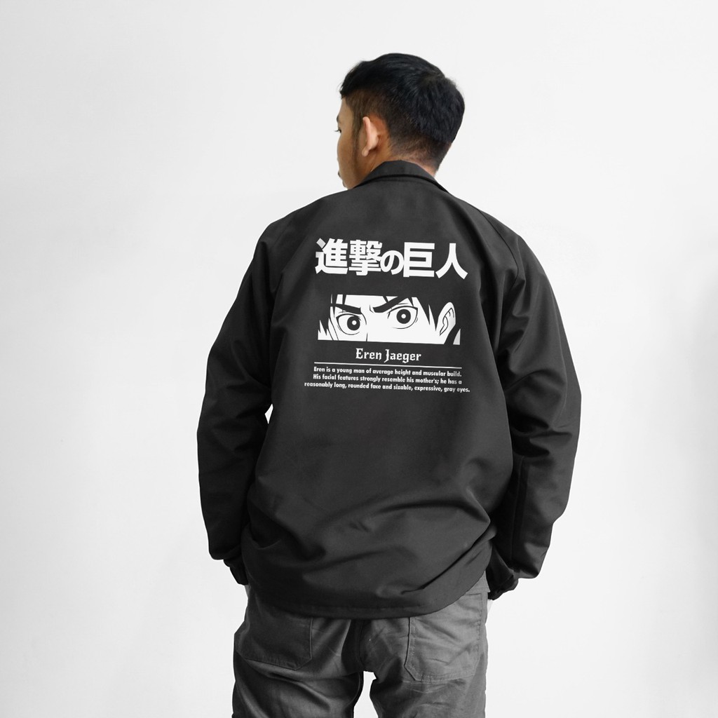 COACH JACKET EREN JAEGER ATTACK ON TITAN / SHINGEKI NO KYOJIN / JAKET PRIA ANIME LEVI ACKERMAN AOT