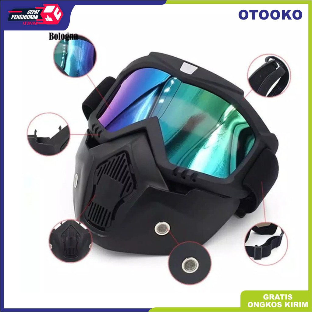 Kacamata Kaca Mata Motor Motocross Cross Kros Goggles Mask Skull Goggle Masker Helm Retro Full Face Helm Helem