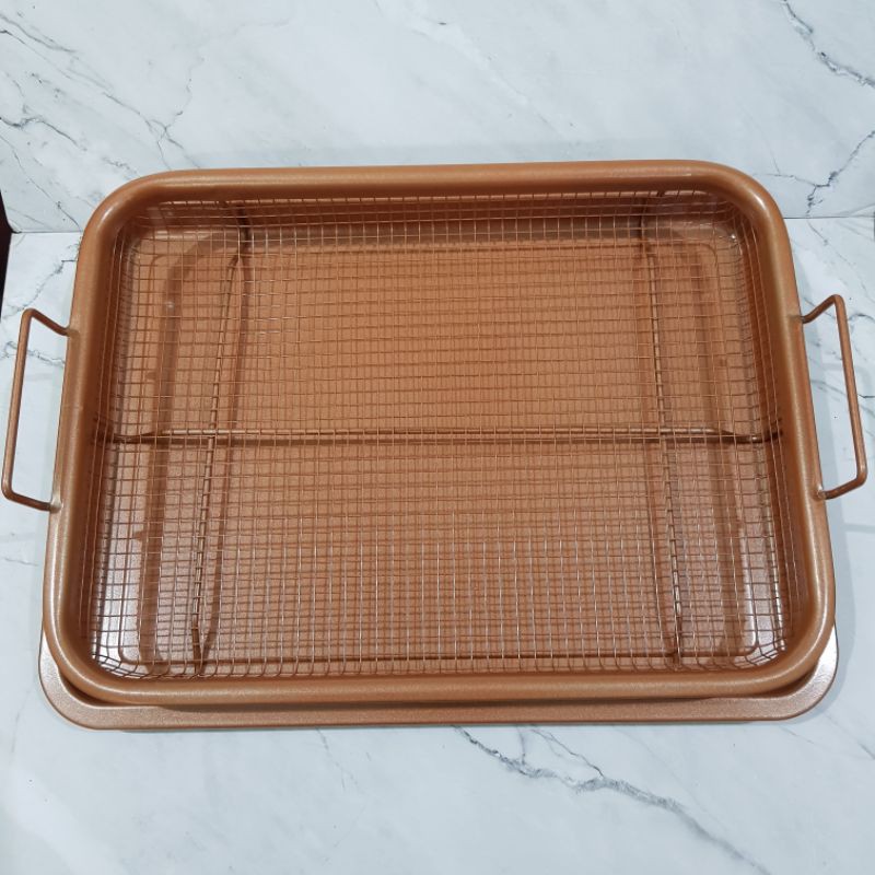 copper rectangle crispy tray fry pan basket french chef baking panggang grill