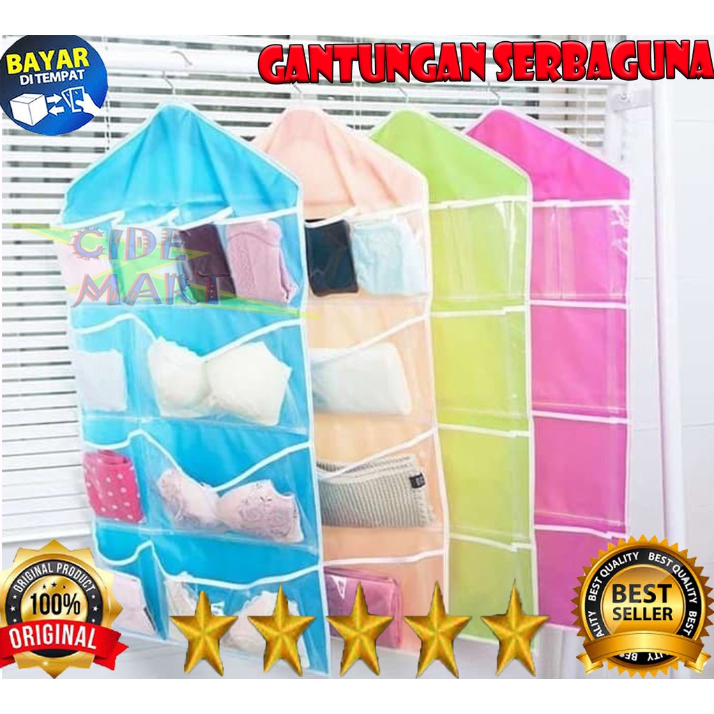 Gantungan Celana Dalam 16 Sekat Pouch Hanging Organizer Hanging Bag Organizer Celana Dalam Korean 16 Sekat Tempat Penyimpanan Dasi Bra Gantung Pouch Set Gantungan Kaos Kaki Pakaian Dalam 16 Kantong Serbaguna Murah Import