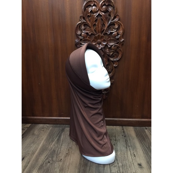 Hijab Sport Linear. Bergo Pendek, Bergo Sekolah-coklat pramuka