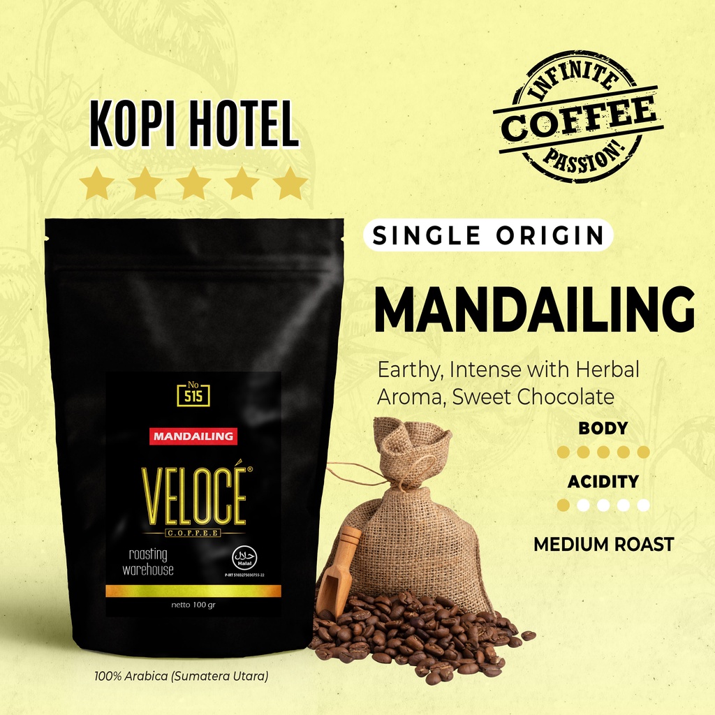 

Coffee Beans Veloce Arabica Mandailing 100 gr Fresh Roasting | Biji Kopi Nusantara Authentic