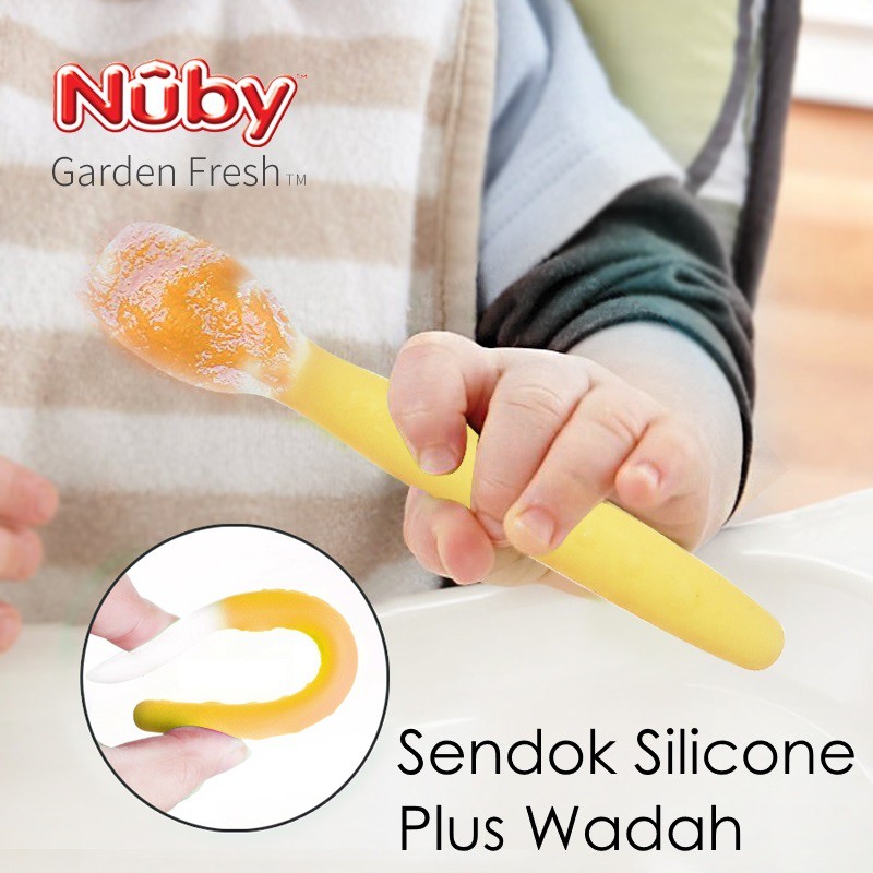 Nuby Silicone Spoon with Case Sendok Silikon Plus Wadah