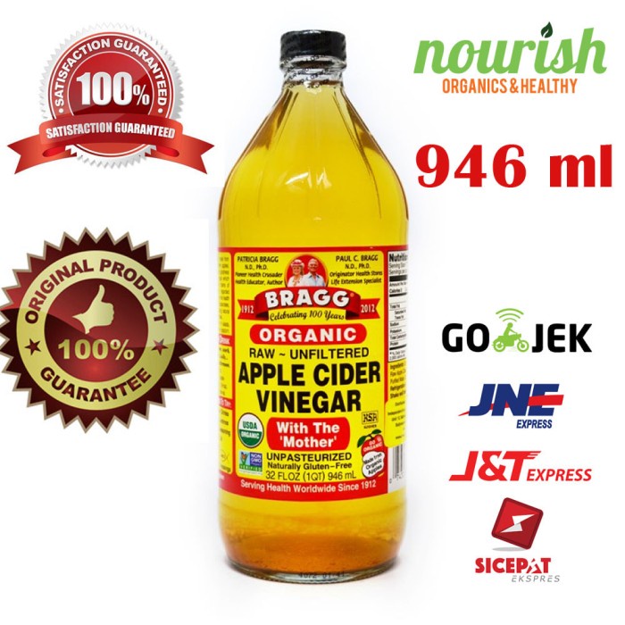 

(BISA COD) Bragg, Organic Apple Cider Vinegar with The 'Mother', Raw-Unfiltered (