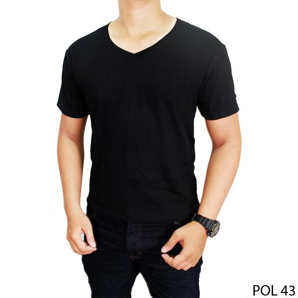 Kaos Polos Katun Combed Kerah V-neck - POL 43