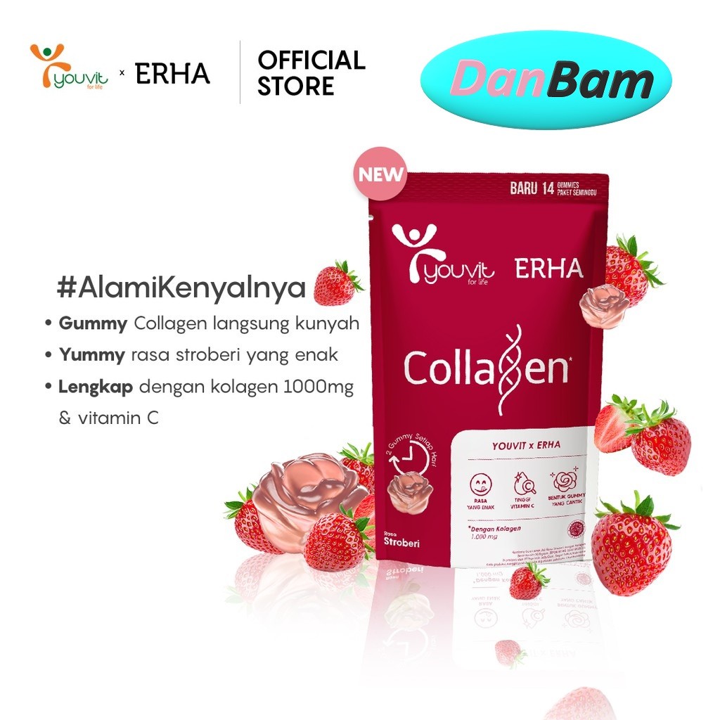 Youvit x Erha Collagen 2 Pouch isi 28 Gummies