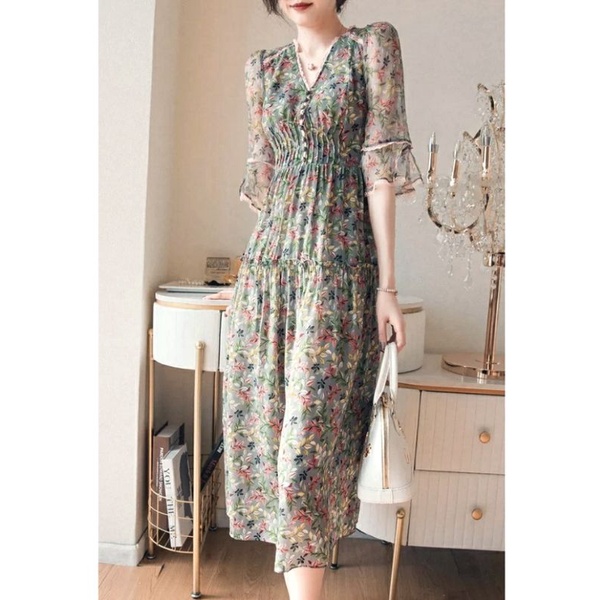 MDLV ~ 12342# Georgina Floral Dress Dress Maxi Long Dress Fashion Import