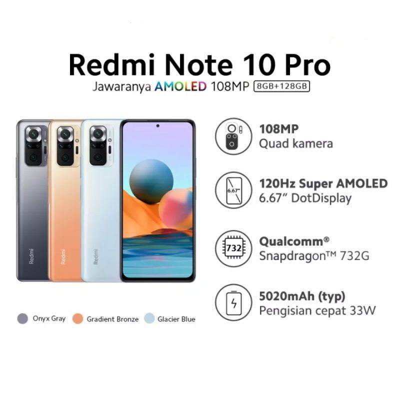 Xiaomi Redmi Note 10 Pro Ram 8/128Gb Garansi Resmi
