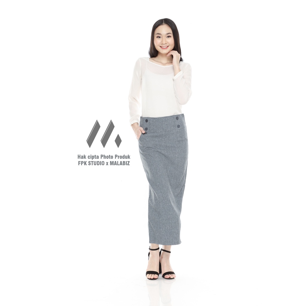 GERALDINE Rok Formal Korea Wanita Kelas Bisnis Bahan Untuk Kerja Wanita Karir Kantoran Malabiz Rok kerja abu abu Rok Kantro Rok basic Rok Standar Rok A