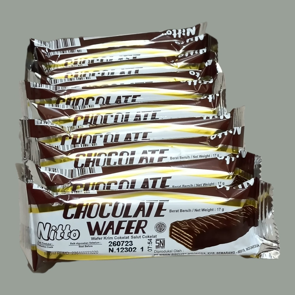 

Nissin Nitto Wafer Coklat Bersalut Coklat 17gr [10 sachet/pack]