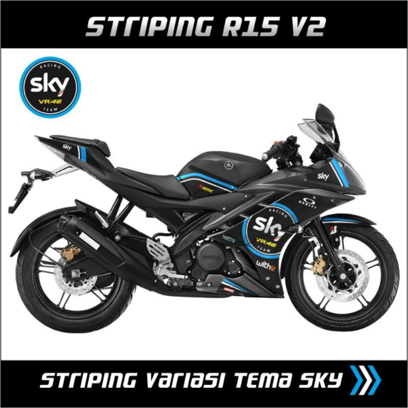 STIKER STRIPING R15 V2 EDISI SKY / STRIPING LISSBODY YAMAHA R15 V2 / DECAL STIKET VARIASI R15 V2