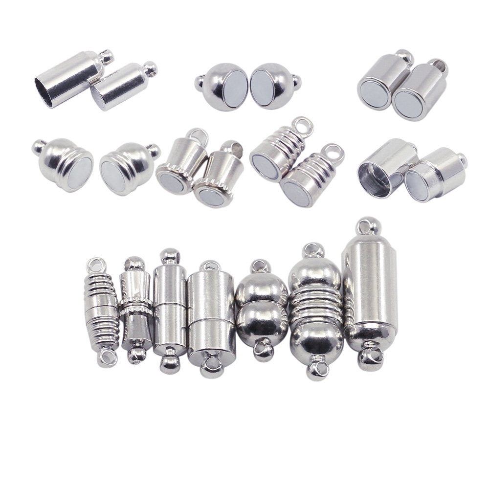 10pcs / lot Gesper Magnetik Rhodium Bahan Stainless Steel Untuk Membuat Perhiasan DIY