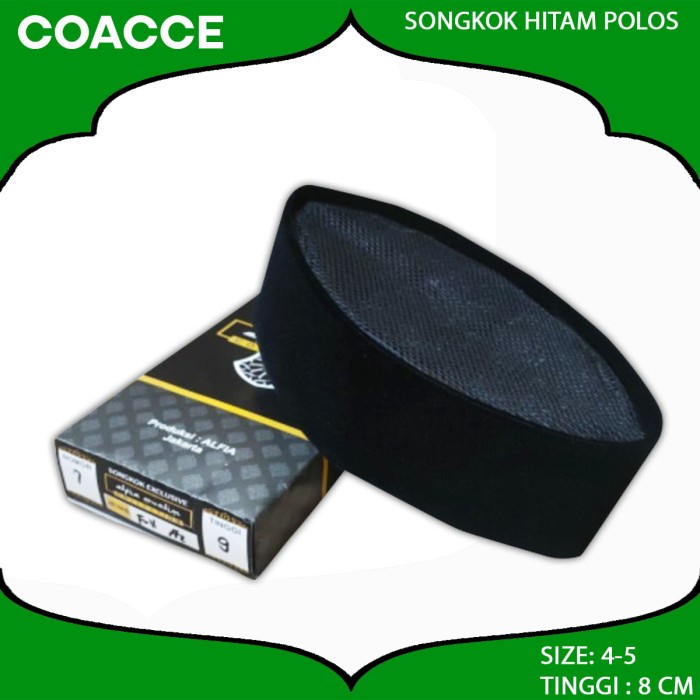 SONGKOK HITAM POLOS FULL AC TINGGI 8CM