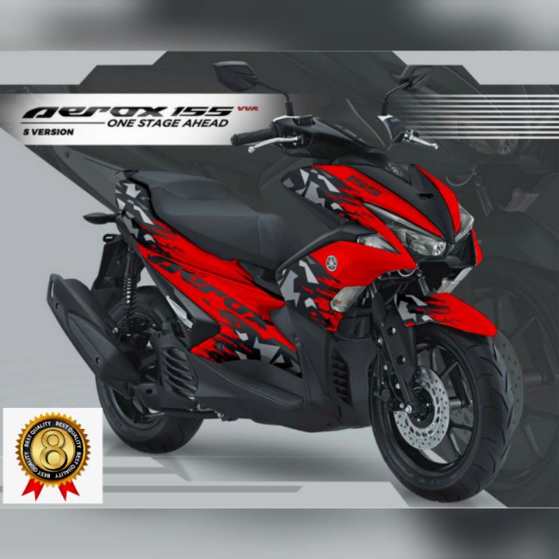 Decal Aerox 155 grafis merah hitam variasi sticker