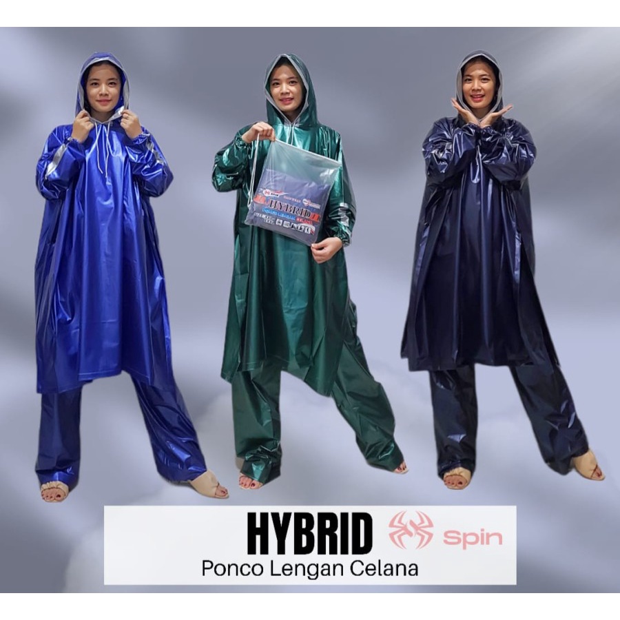 Jas Hujan Ponco Lengan dan Celana Jumbo Dewasa | Jas Hujan Pria dan Wanita | Jas Hujan Hybrid Spin