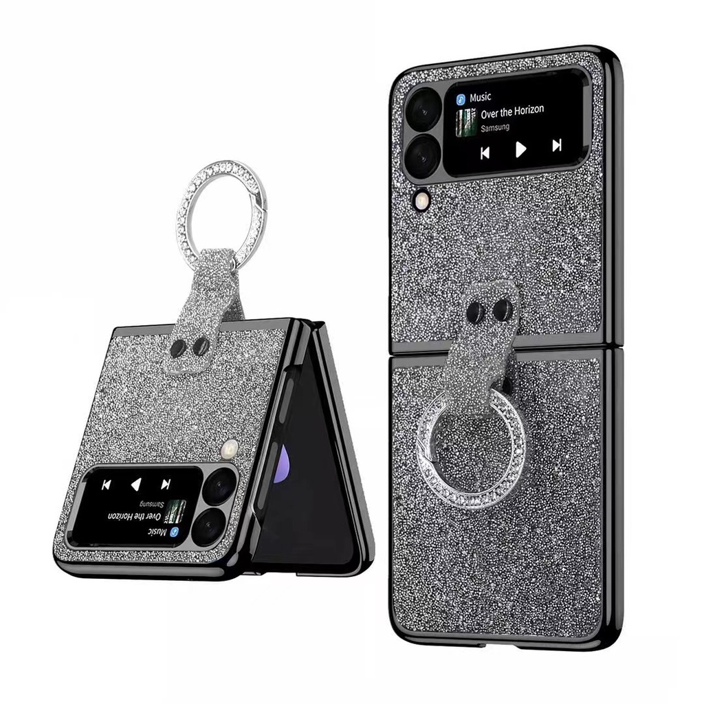 FA Luxury Bling Glitter Case Samsung Z Flip 3 4 Casing Handphone Hard Case Dengan Ring Cincin Holder