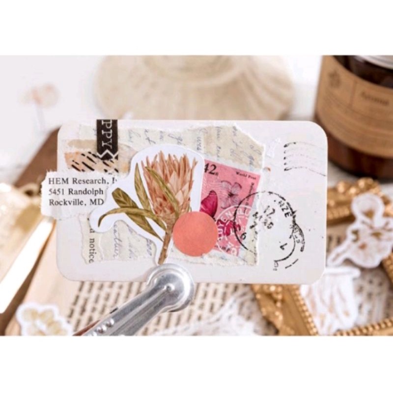Random 10 pcs sticker vintage flower mix for journaling / bujo