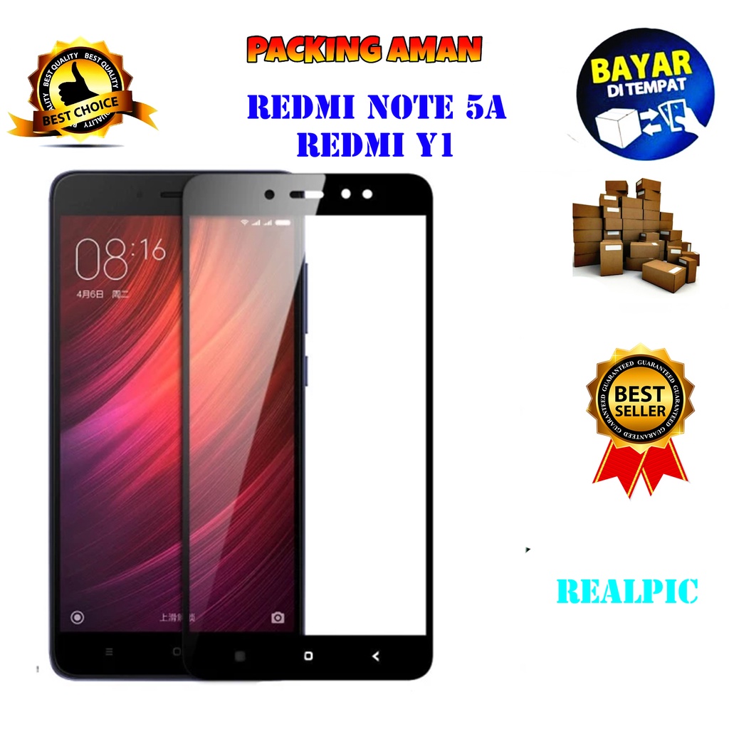 Tempered Glass Xiaomi Redmi Note 5A Prime Y1 Full Cover / Full Screen Protector Anti Gores