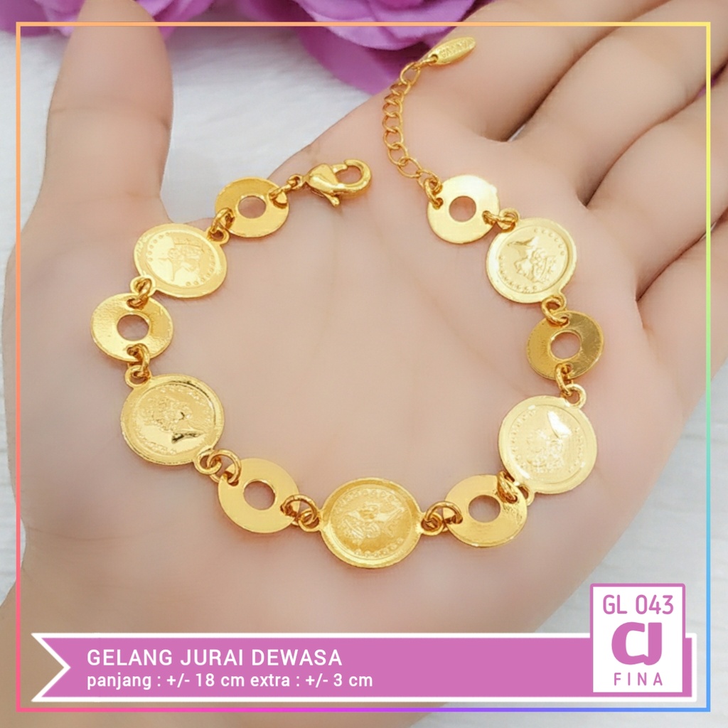 Gelang xuping gelang dewasa rantai Koin kombi plat simple perhiasan wanita murah lapis emas gold GL 043