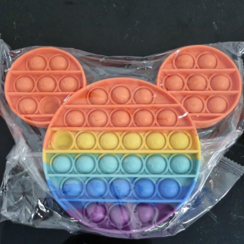 POP IT FIDGET TOY mainan penghilang stress relief kids kualitas 3d embos premium / MAINAN POP IT TIK TOK ANAK-Miki rainbow