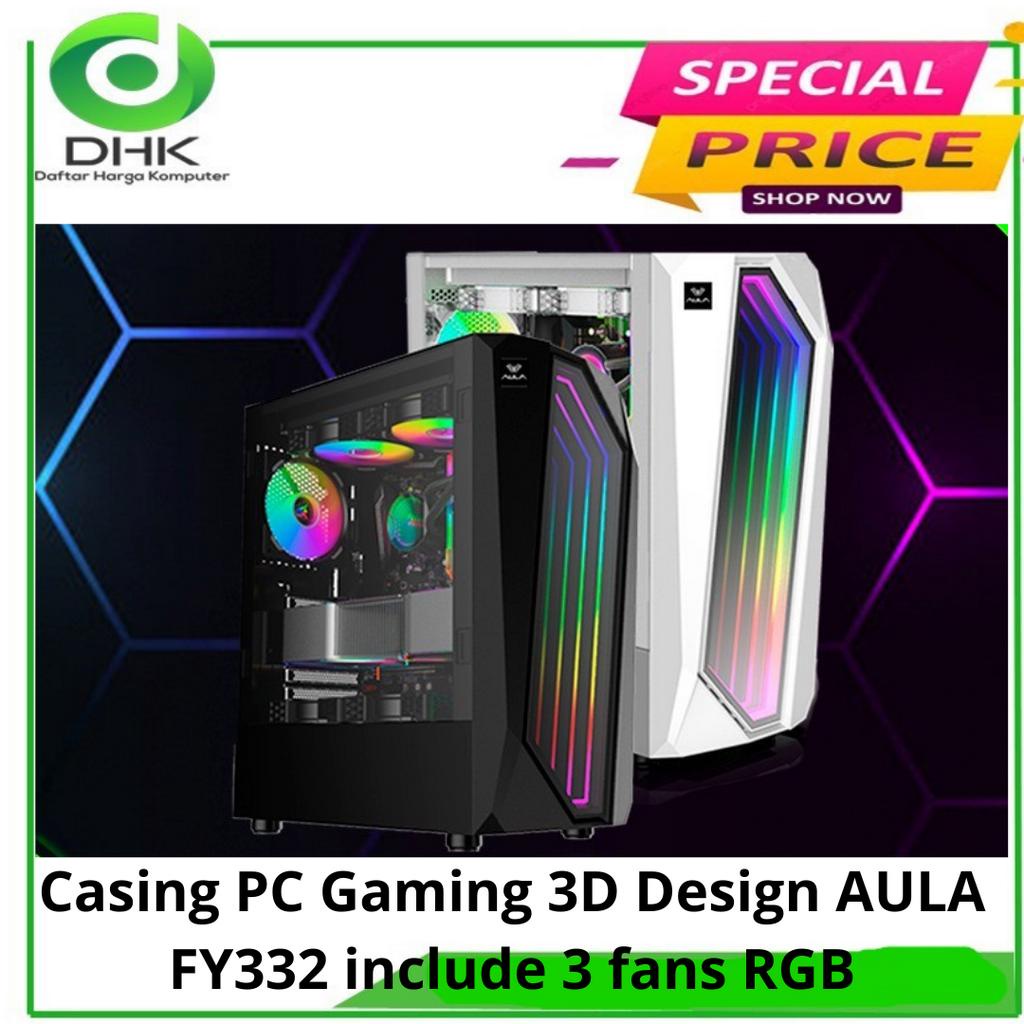 Casing PC Gaming 3D Design AULA FY332 include 3 fans RGB