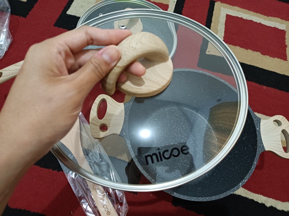 Micoe Panci Masak Penggorengan Panci Dapur Batu Maifan Panci Anti Lengket Sup Untuk Mie 24cm