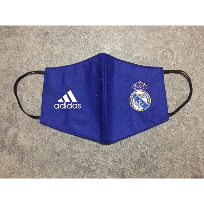 Masker Bordir Bola Real Madrid Kain Katun 3 Ply