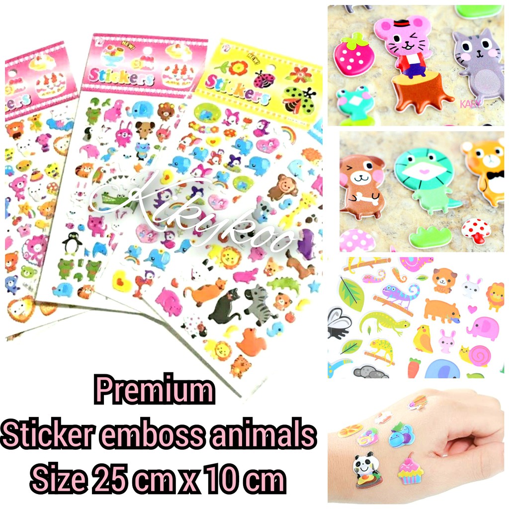 

Sticker premium animals pufffy sticker hewan emboss premium forest stickers
