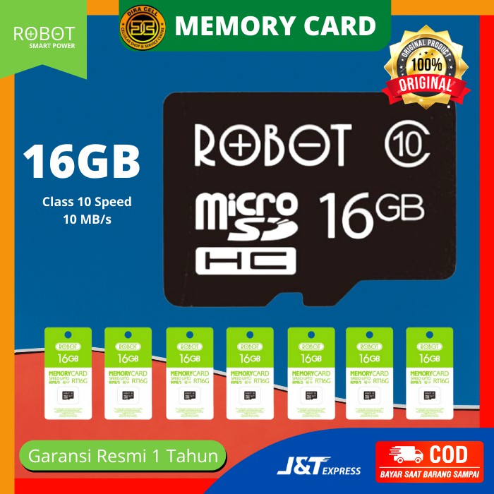 Micro SD ROBOT Ori 16 GB Memory Card Kartu Memori HP Packing 100% Original Garansi Resmi 1 Tahun