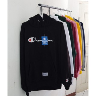 [Bayar Di Tempat] Hoodie Champion Putih Logo Texs Pull Bordier Premium Unisex Bahan Tebal