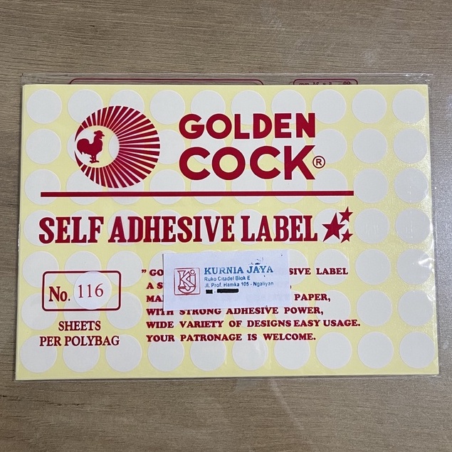 

GOLDEN COCK Label No. 116 - Self Adhesive Label 116 - Sticker Bulat 19mm