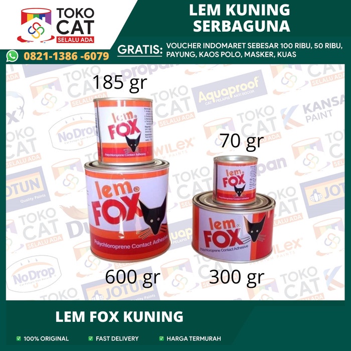 FOX Lem Aibon Kuning Kaleng 1KG u/ Kayu Serbaguna Kemasan Merah
