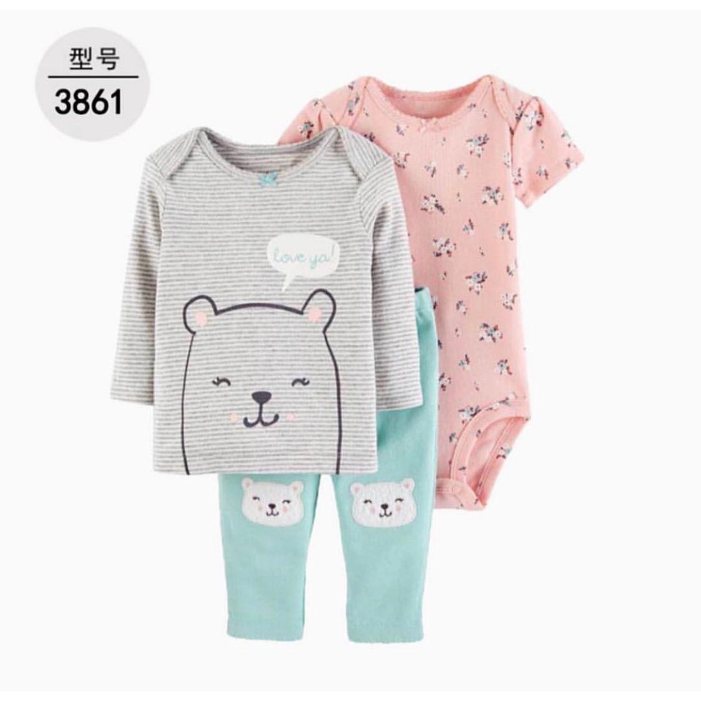 Carter BEAR tee set  piyama baju harian anak adem kaos newborn