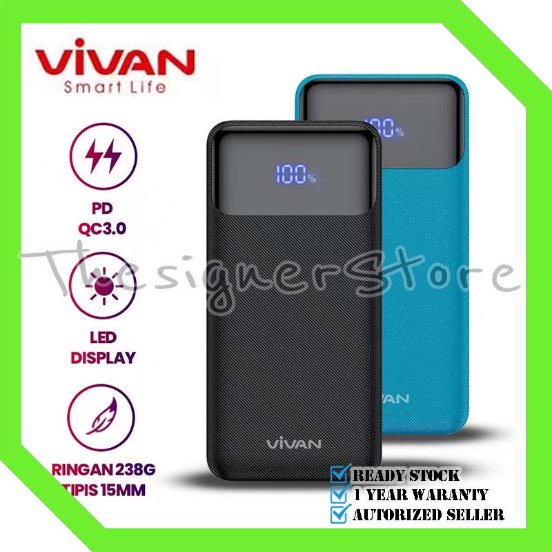 VIVAN VPB-X10 PowerBank 10000mah Fast Charging 3A PD QC 20W Dual Input Port Type C &amp; Micro USB