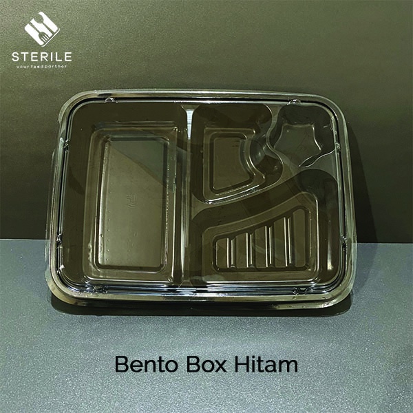 isi 50 pcs box bento / mika bento / tray bento / kotak bento 4 sekat / + tutup