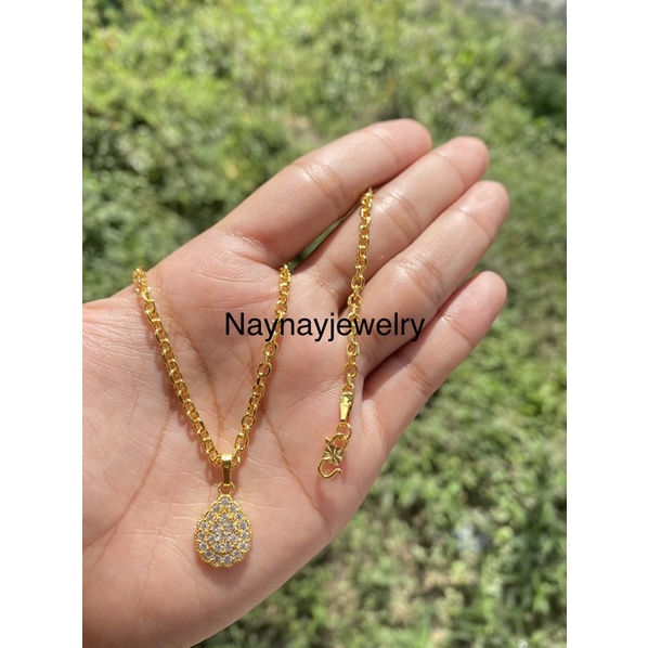 Kalung koin warna 24k / koin yaxiya 45 cm / berserta liontin oval mutiara