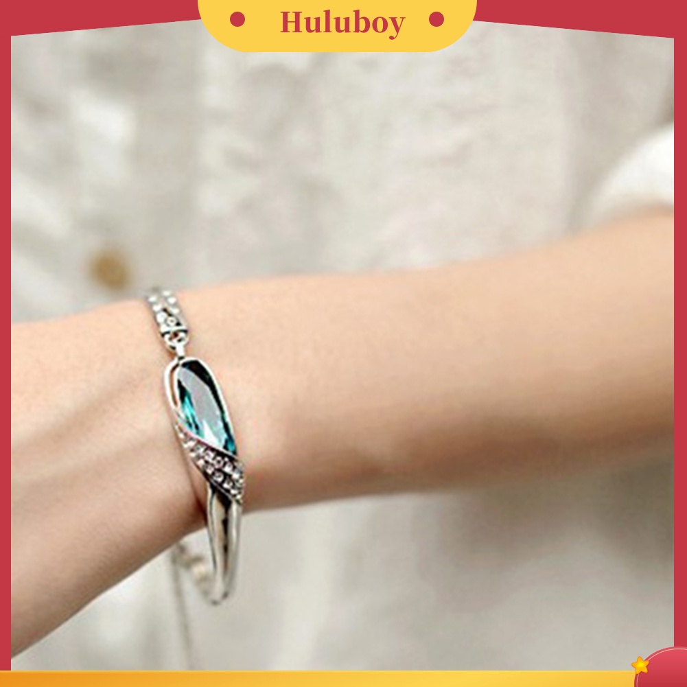 Hu Hu Hu Hu Hu Alat Bantu Pasang Kacamata♡ Gelang Tangan Rantai Aksen Berlian Imitasi Warna Biru Untuk Wanita