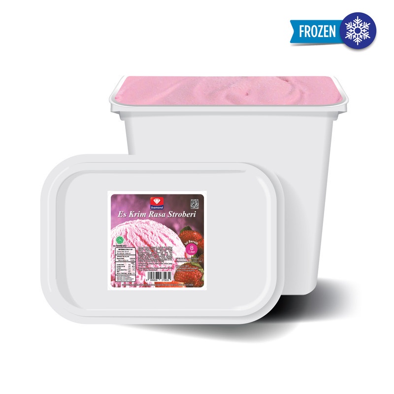 Promo Harga Diamond Ice Cream Stroberi 8000 ml - Shopee