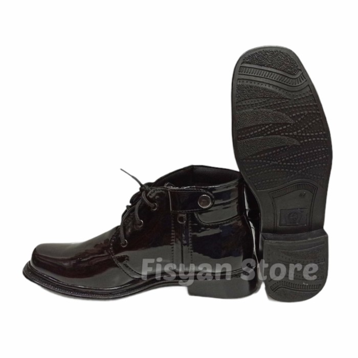 Sepatu PDH Tali dan Sleting Hitam Mengkilap AS 094