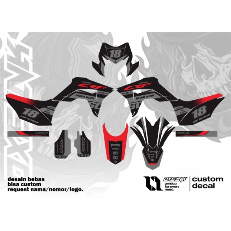Decal Stiker Crf 150L hitam merah abu doff/ glosy
