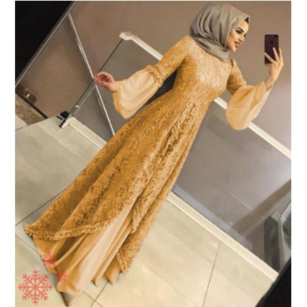 Arumi dress elsire (TANYAKAN STOK) dress pesta kondangan ATAS BRUKAT FURING KOMBY BAWAH JERSEY JAHIT