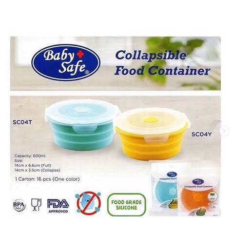 Baby Safe Collapsible Food Container 600ml (Wadah Penyimpan Mpasi Makanan Anak Bayi)