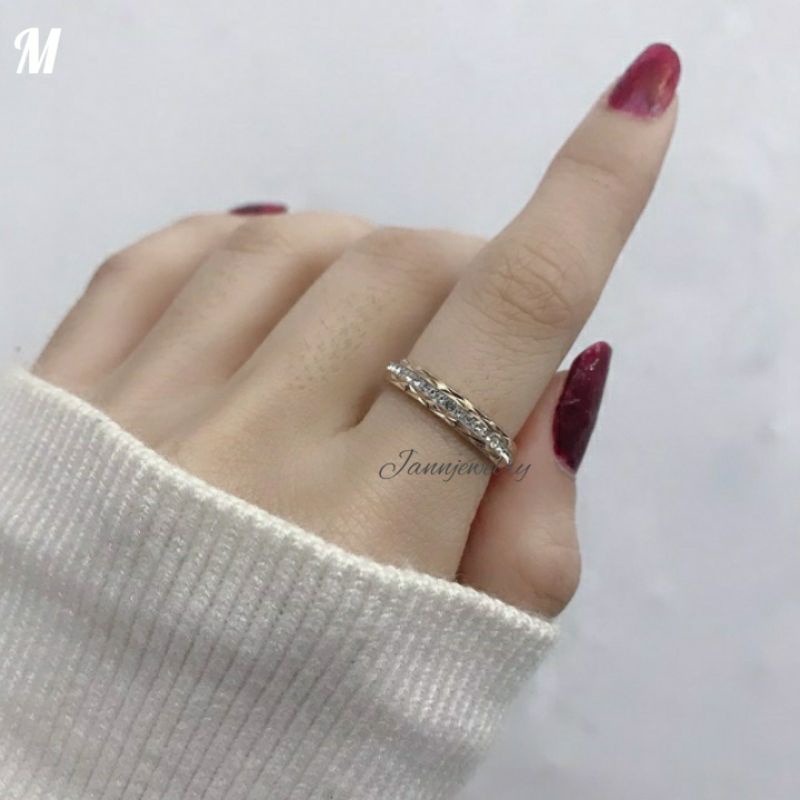 Cincin titanium asli permata tanam Rosegold anti karat CL-1