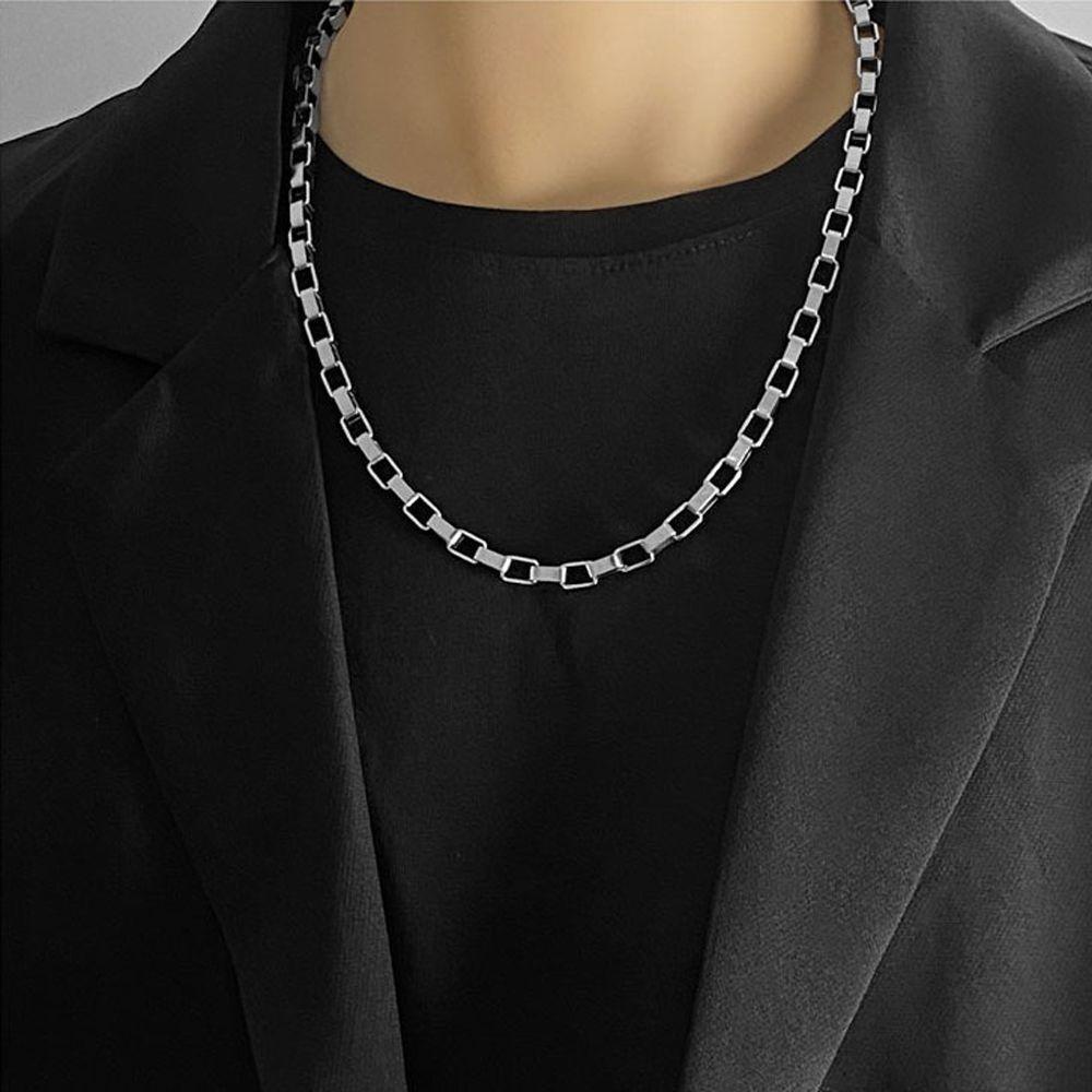 NEEDWAY Kalung Rantai Pria Trendi Vintage Hiphop Pasangan Jalan Perhiasan Leher Baja Titanium